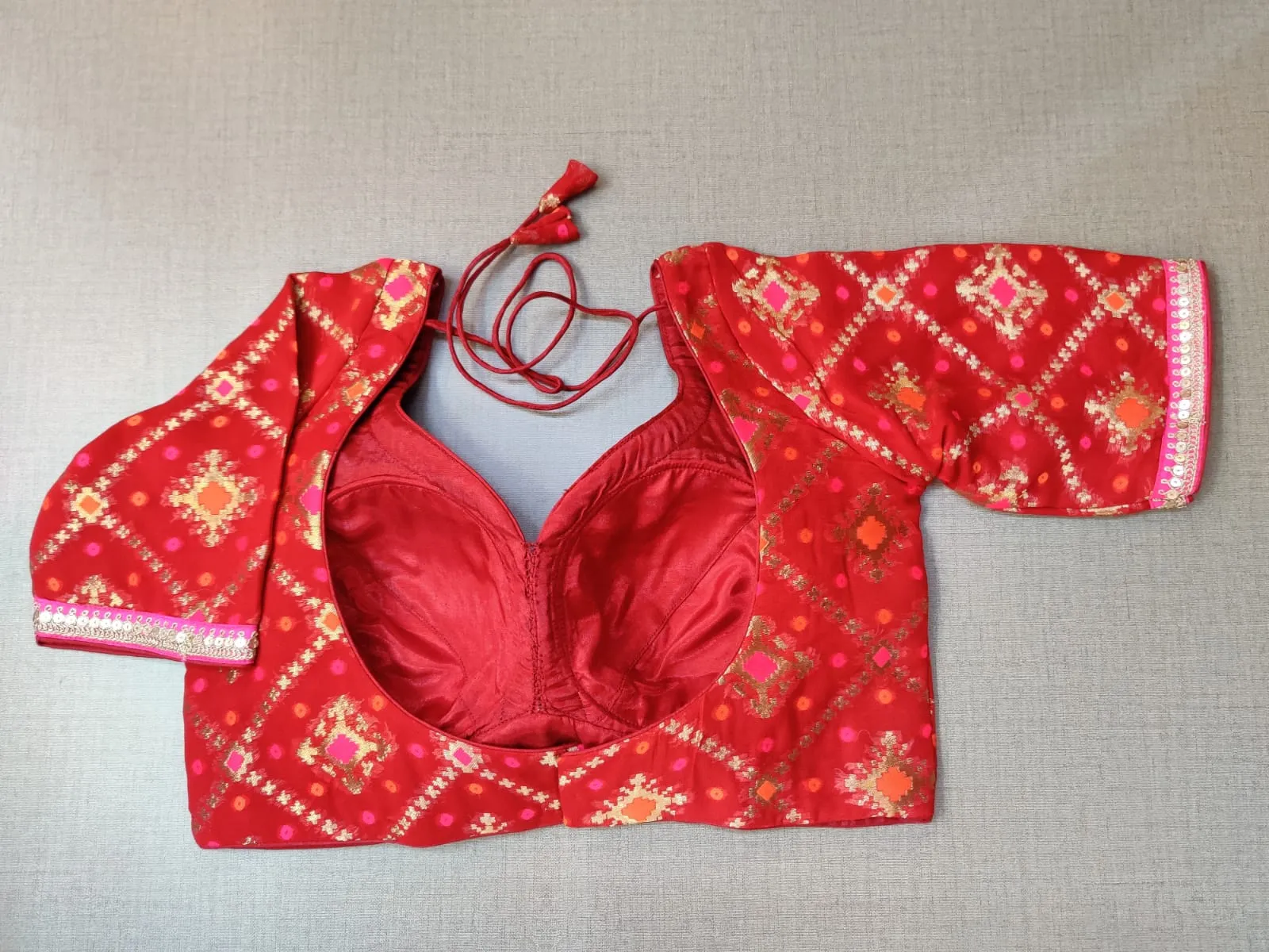 50X844-RO Red Bhandhani Designer Saree Blouse