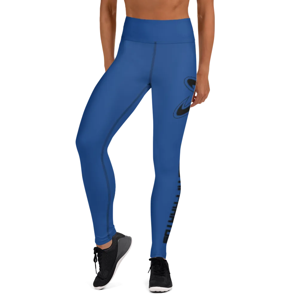 Athletic Apparatus Blue 2 Black Logo Yoga Leggings
