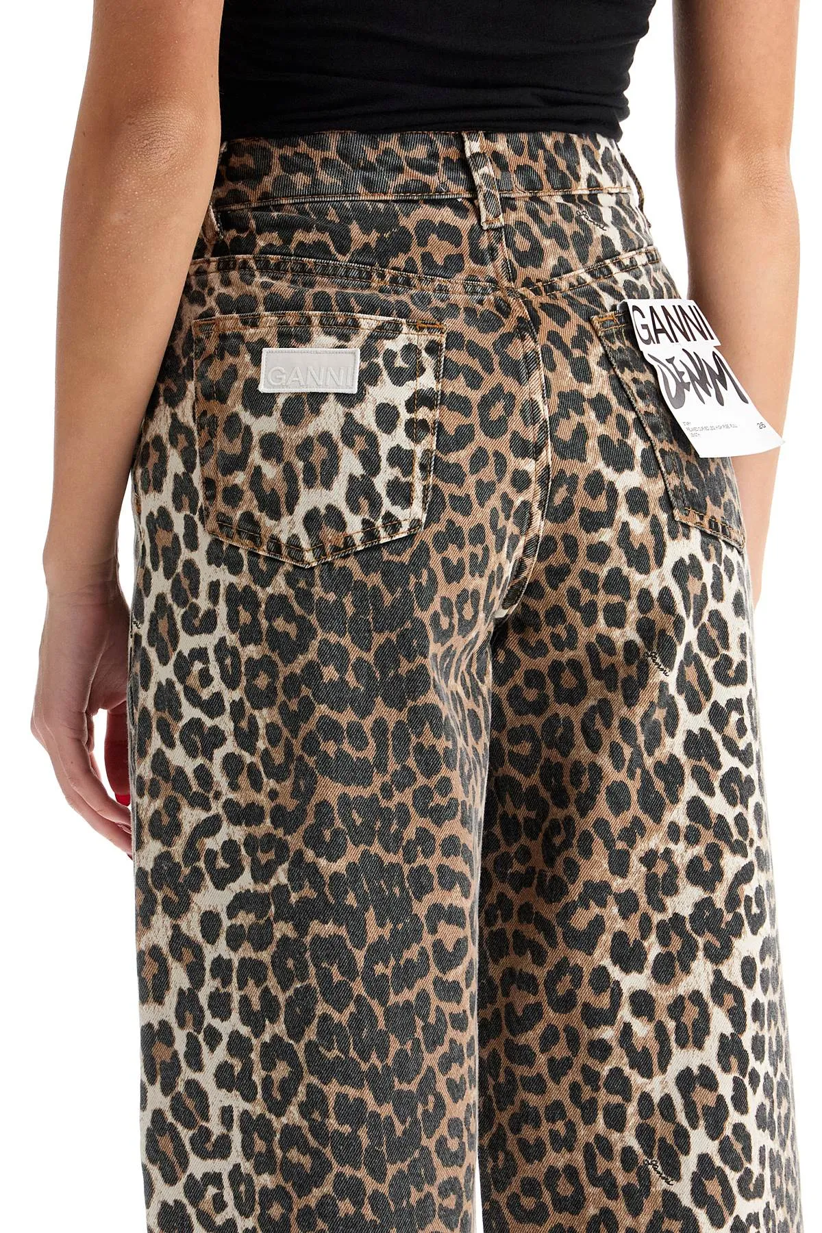 Barrel Leopard Print Denim Jeans
