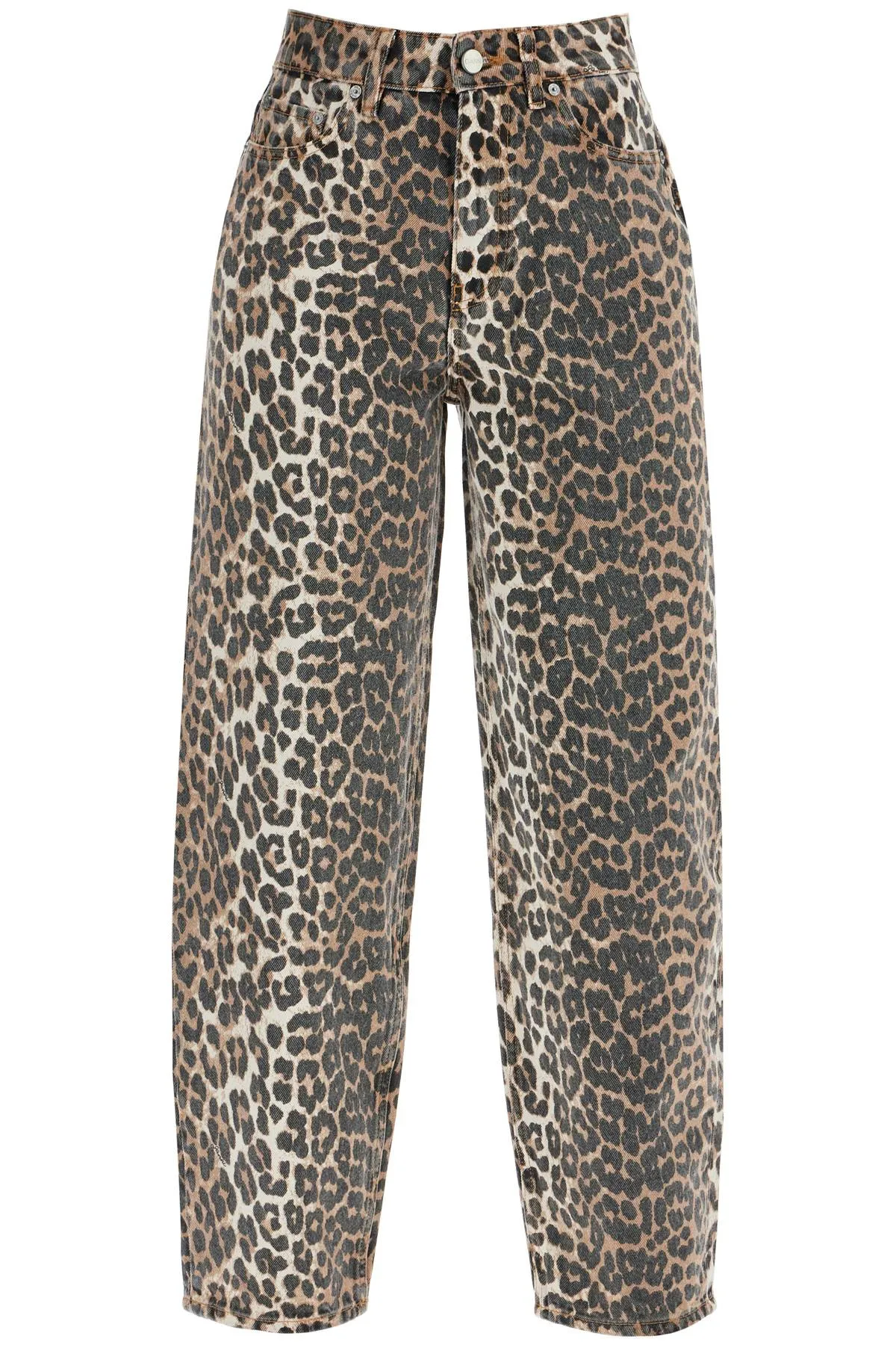 Barrel Leopard Print Denim Jeans