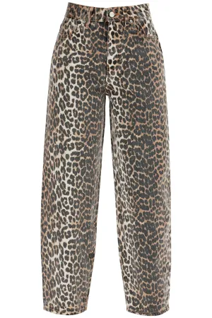 Barrel Leopard Print Denim Jeans