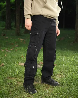 Black Baggy Jeans with Zip and Cargo Pockets