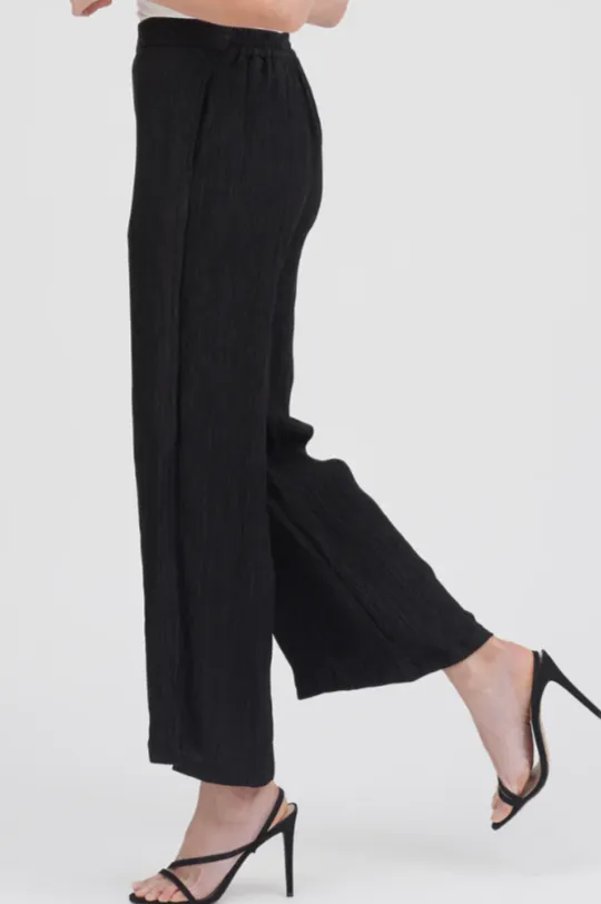 Black Wide Leg Crinkle Pant