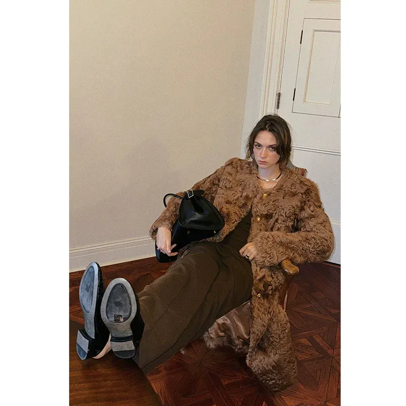 Brown Sheep Fur Coat