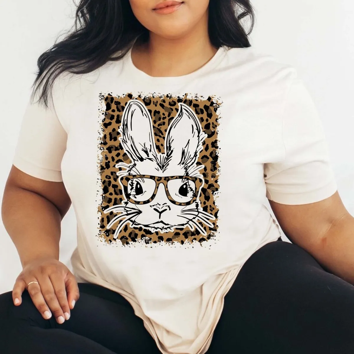 Bunny Glasses Leopard Wholesale Tee