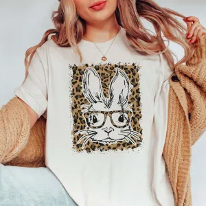 Bunny Glasses Leopard Wholesale Tee