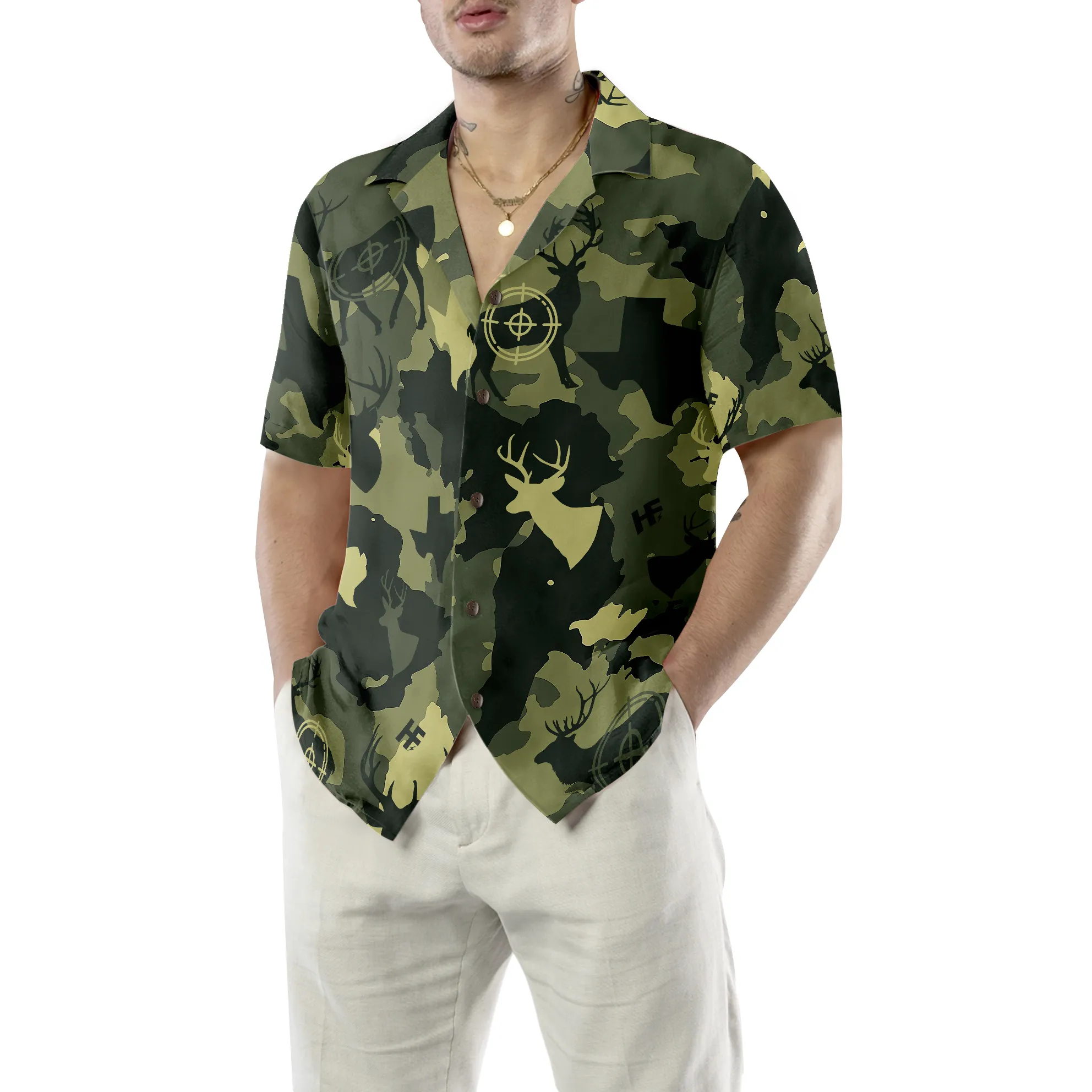 Camouflage Deer Texas Gun Hunting Hawaiian Shirt, Short Sleeve Texas Camo Shirt, Proud Texas Shirt For Men, Friend, Family