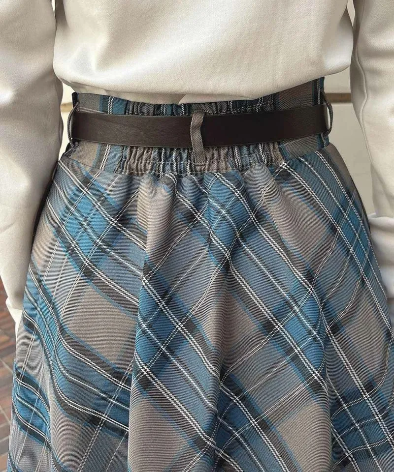 Check Flared Skirt w/Belt / an another angelus [51BG02p005].