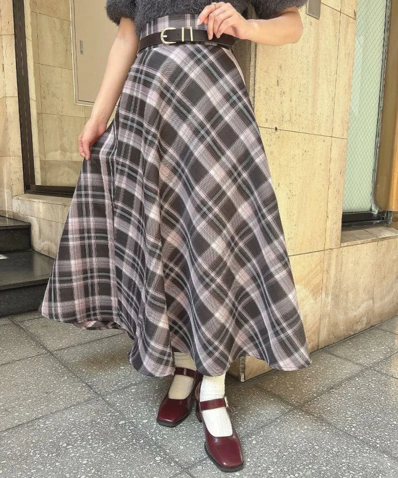 Check Flared Skirt w/Belt / an another angelus [51BG02p005].