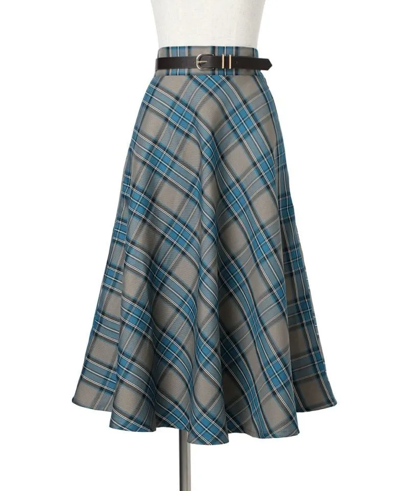 Check Flared Skirt w/Belt / an another angelus [51BG02p005].