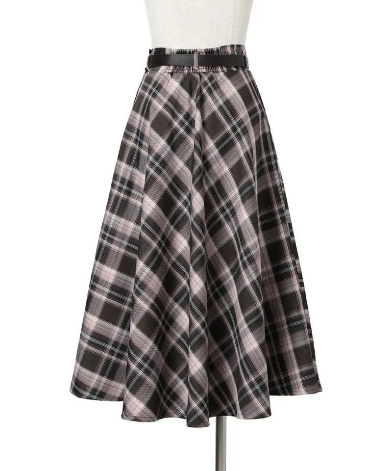 Check Flared Skirt w/Belt / an another angelus [51BG02p005].