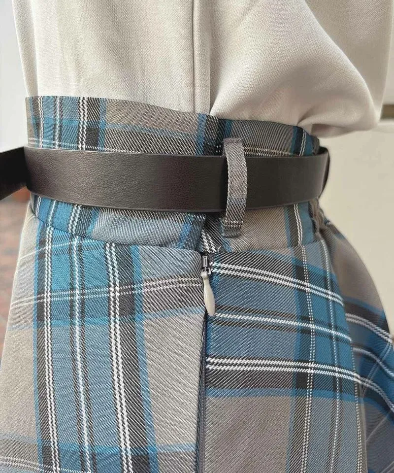 Check Flared Skirt w/Belt / an another angelus [51BG02p005].