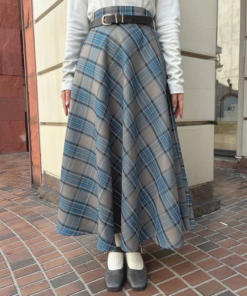 Check Flared Skirt w/Belt / an another angelus [51BG02p005].