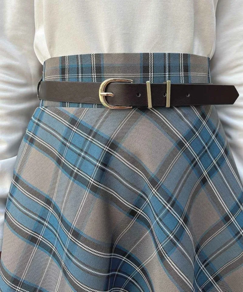 Check Flared Skirt w/Belt / an another angelus [51BG02p005].