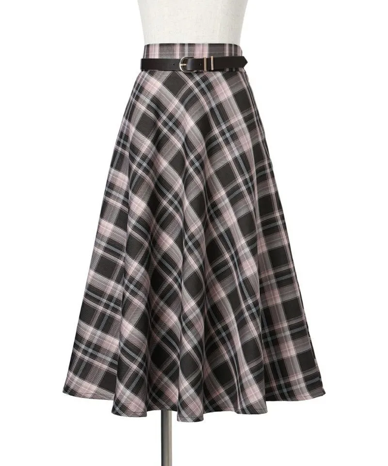 Check Flared Skirt w/Belt / an another angelus [51BG02p005].