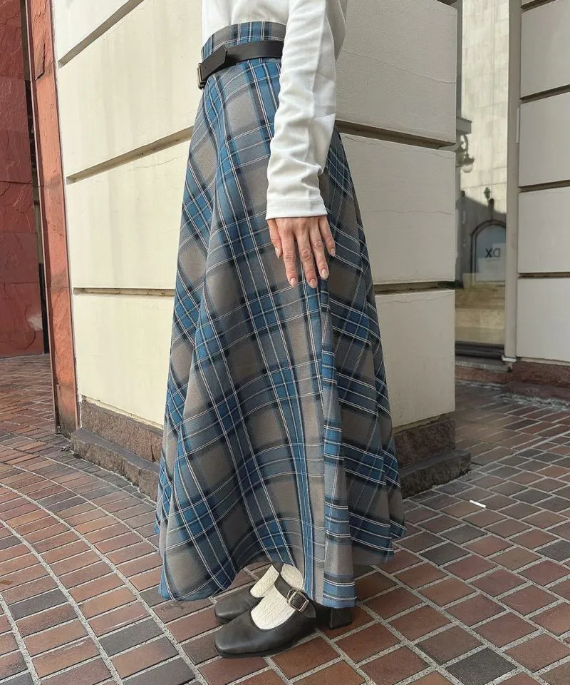 Check Flared Skirt w/Belt / an another angelus [51BG02p005].