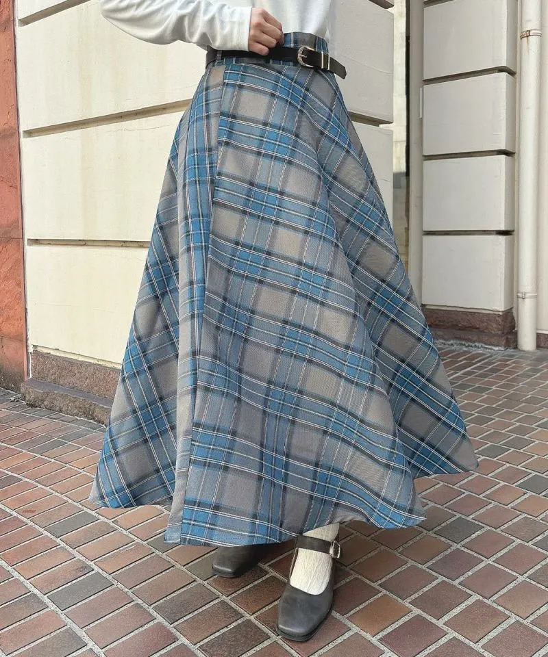 Check Flared Skirt w/Belt / an another angelus [51BG02p005].