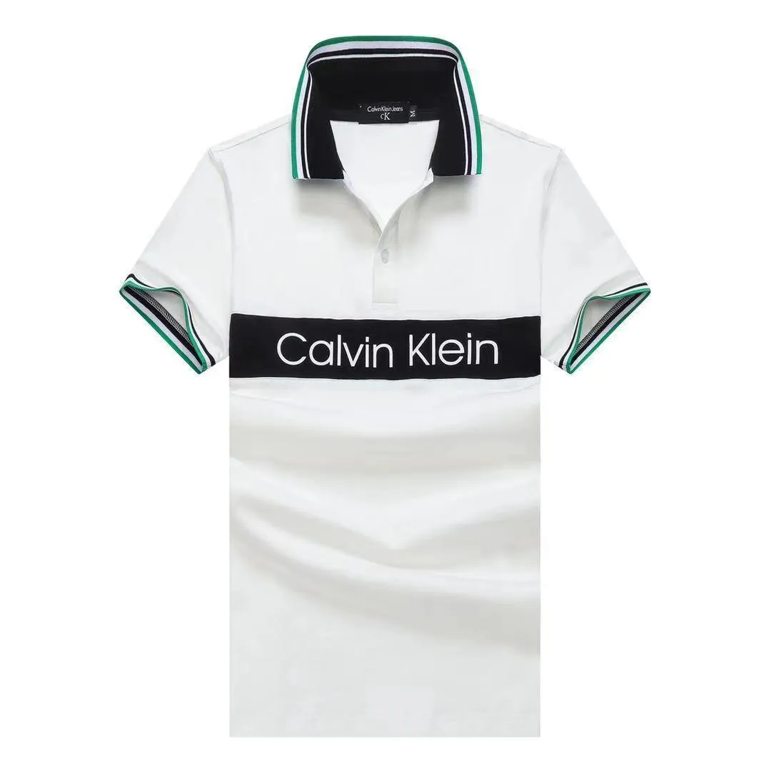 CK Classic Cotton Tipping Slim Polo White