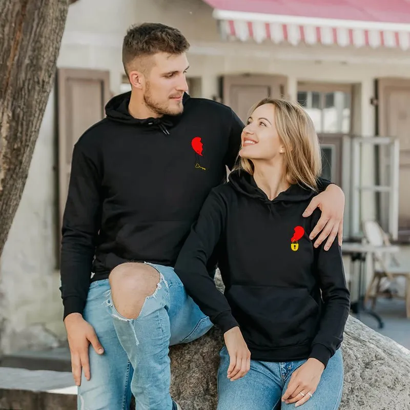 Couple hoodies half heart