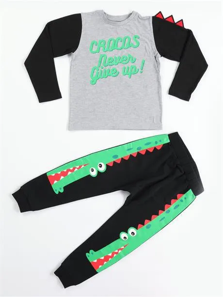 crocos siyah erkek çocuk pantolon t-shirt takim