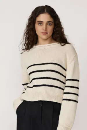 Cropped Field Sweater - Black Stripe