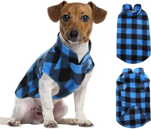Dog Plaid Shirt, Dog Sweater Plaid Reversible Dog Vest Dog Clothes Pet Apparel for Small Medium Large Dogs, Blue, XXS