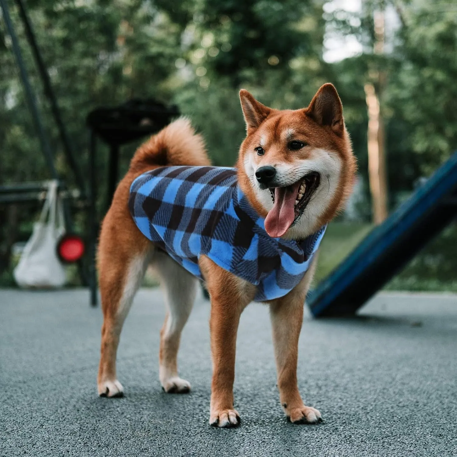 Dog Plaid Shirt, Dog Sweater Plaid Reversible Dog Vest Dog Clothes Pet Apparel for Small Medium Large Dogs, Blue, XXS