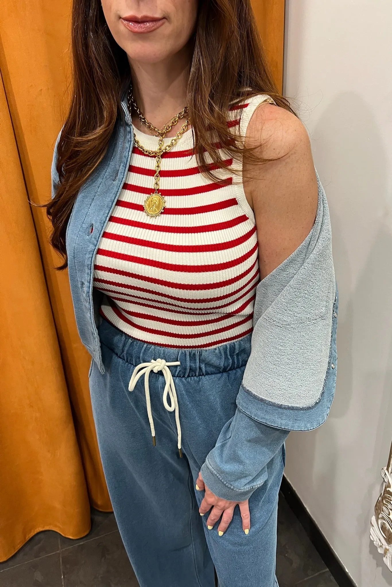 double down terry denim jacket