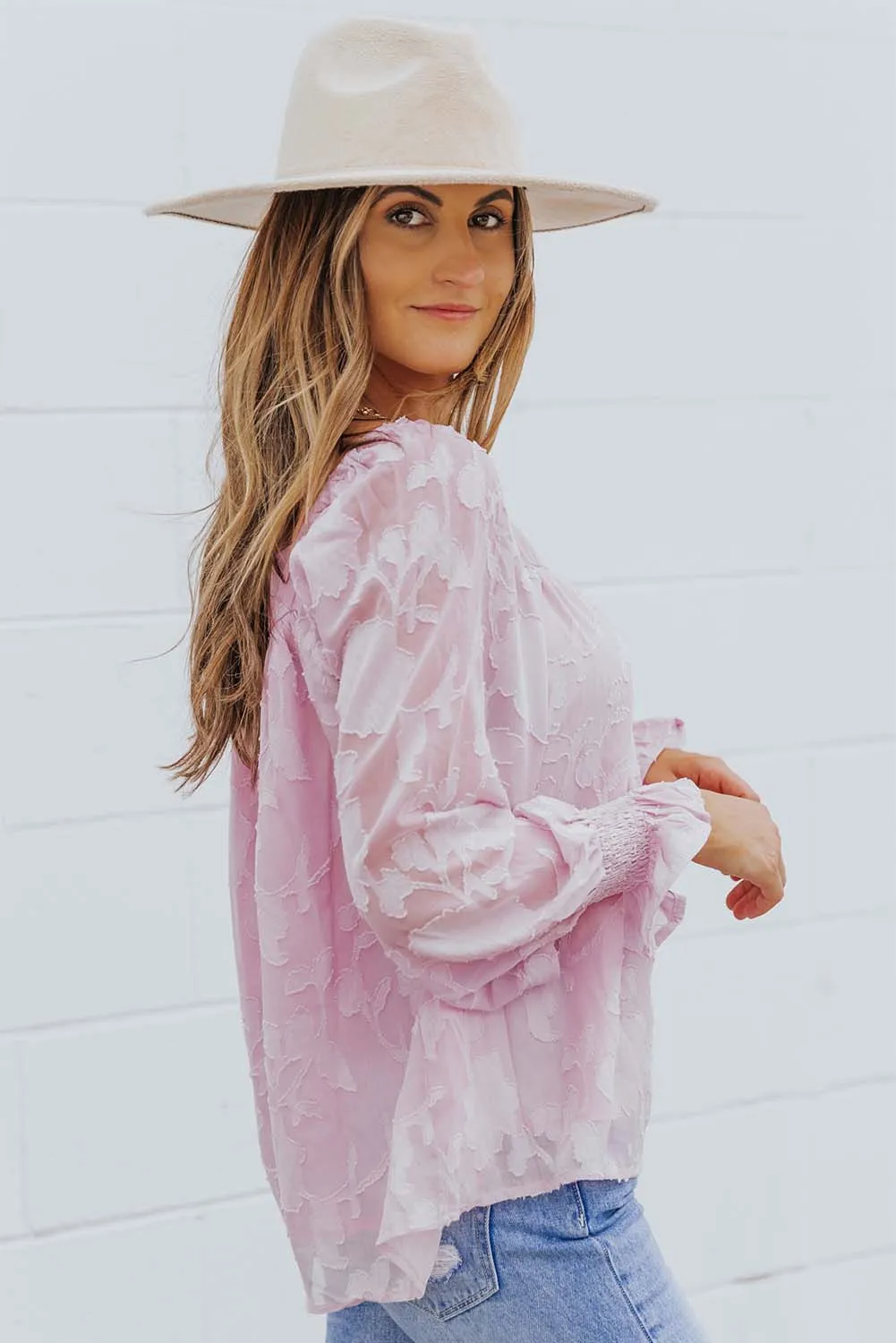 Floral Textured Square Neck Ruffled Babydoll Top