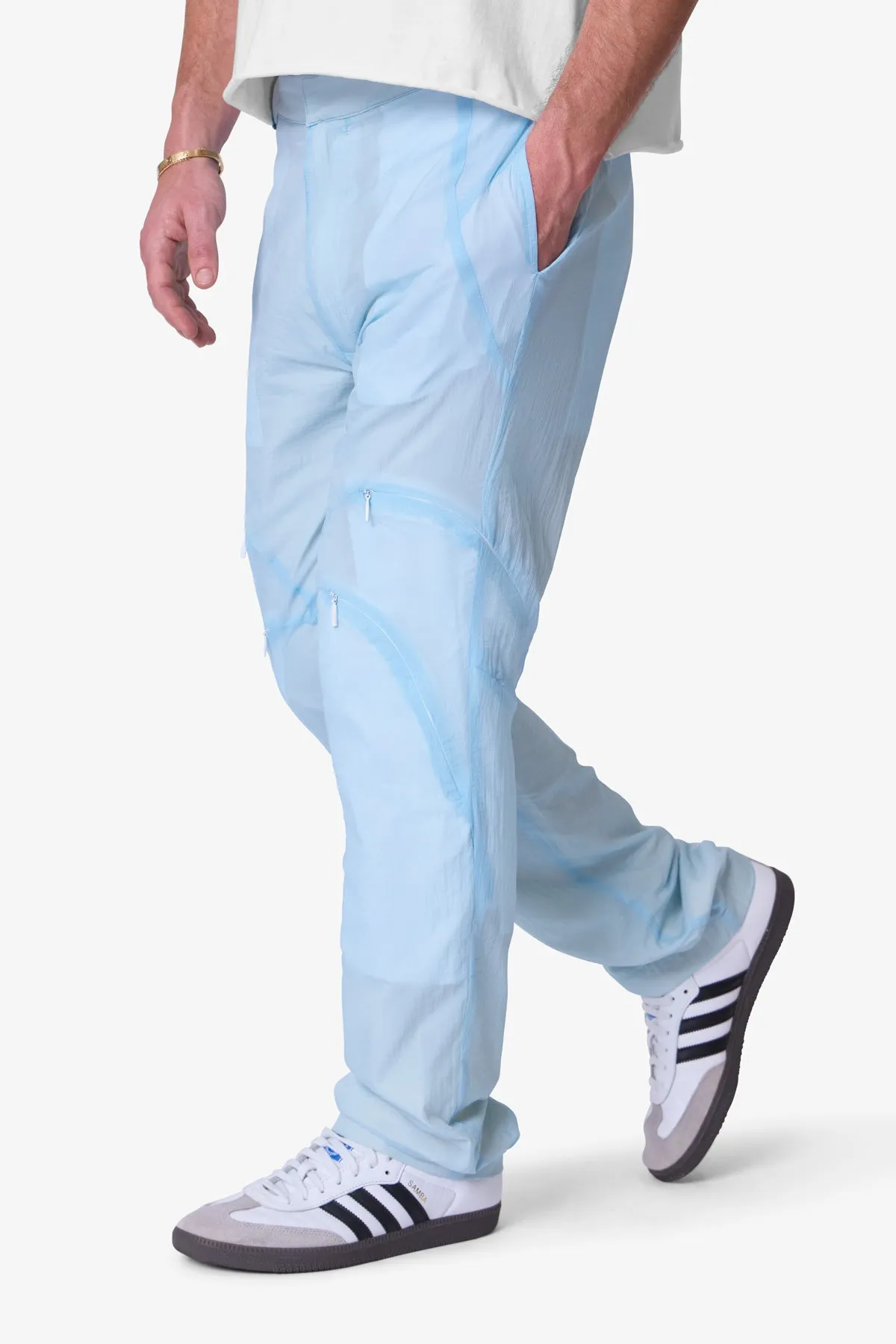 Ghosted Blue Pants - Light Blue