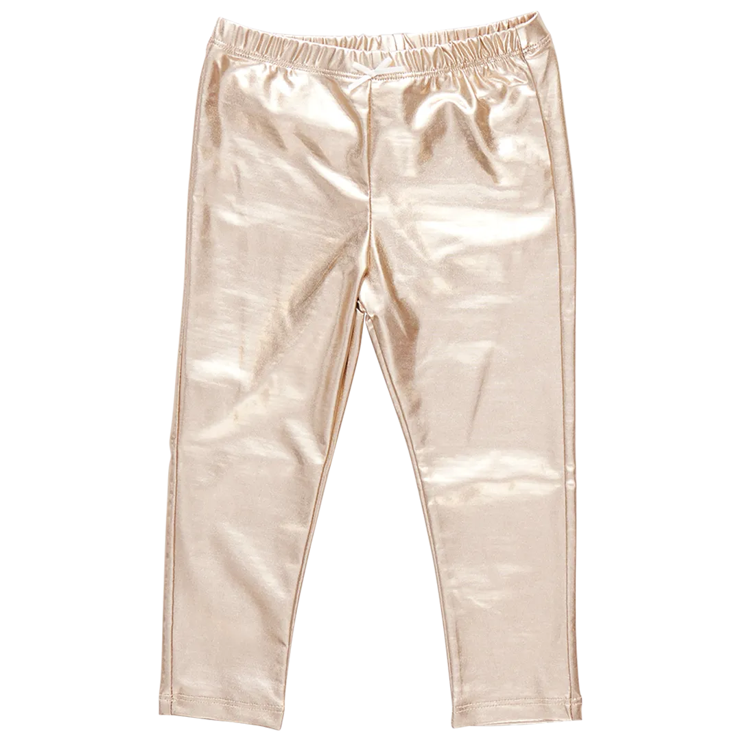 Girls Lame Legging - Light Gold
