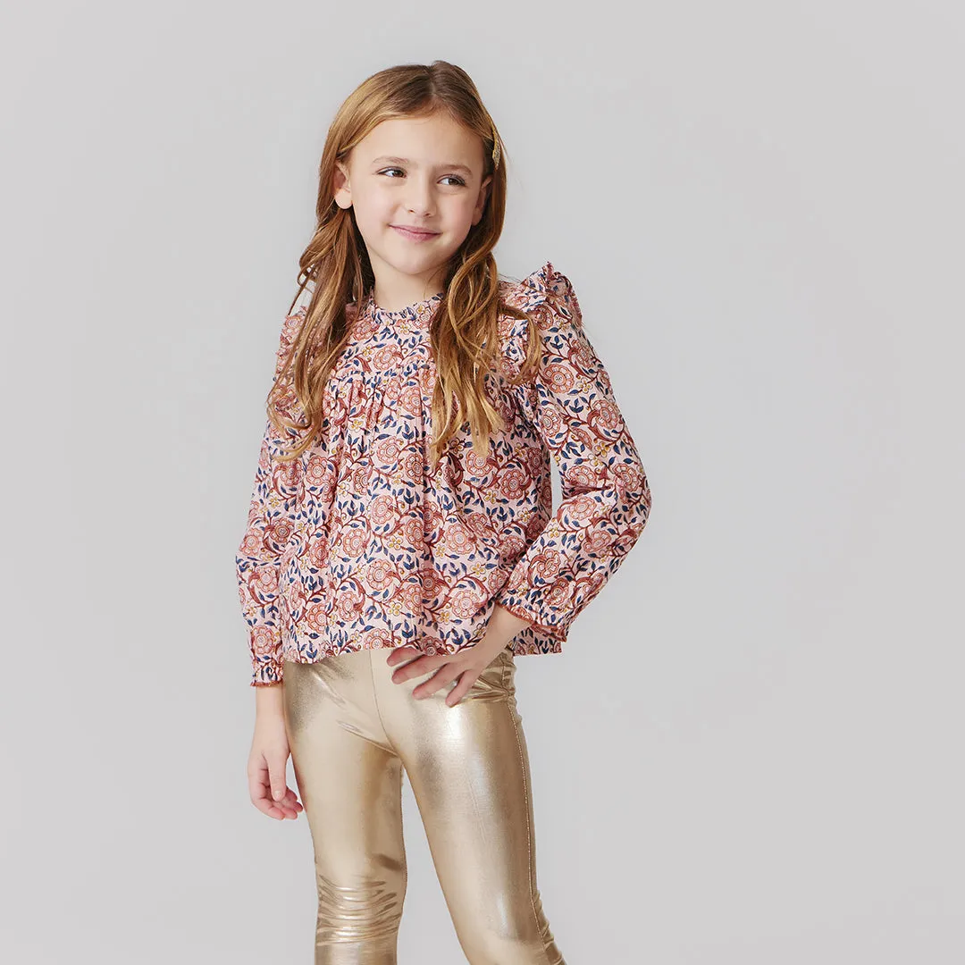 Girls Lame Legging - Light Gold