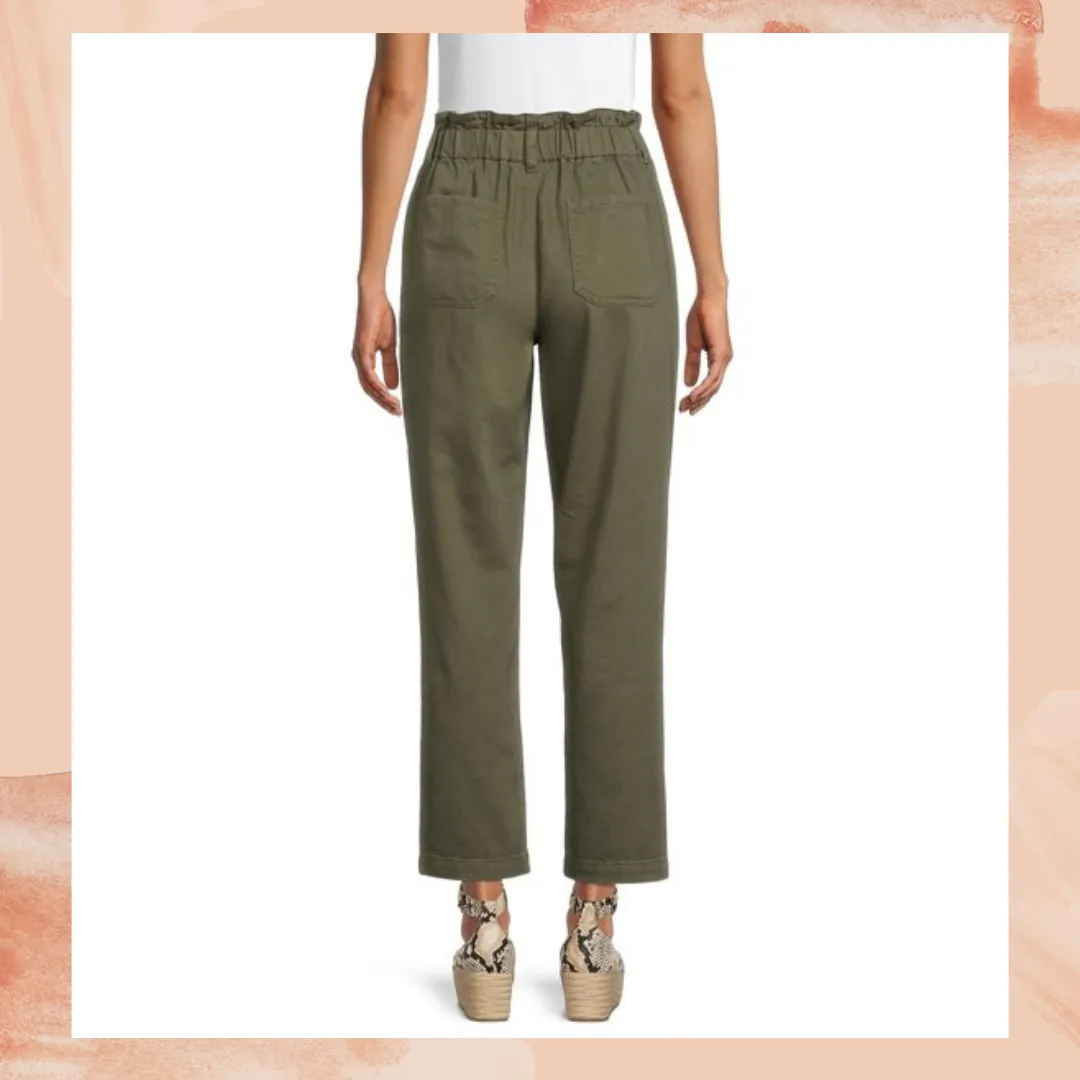 Green High Rise Paperbag Pants Size 8