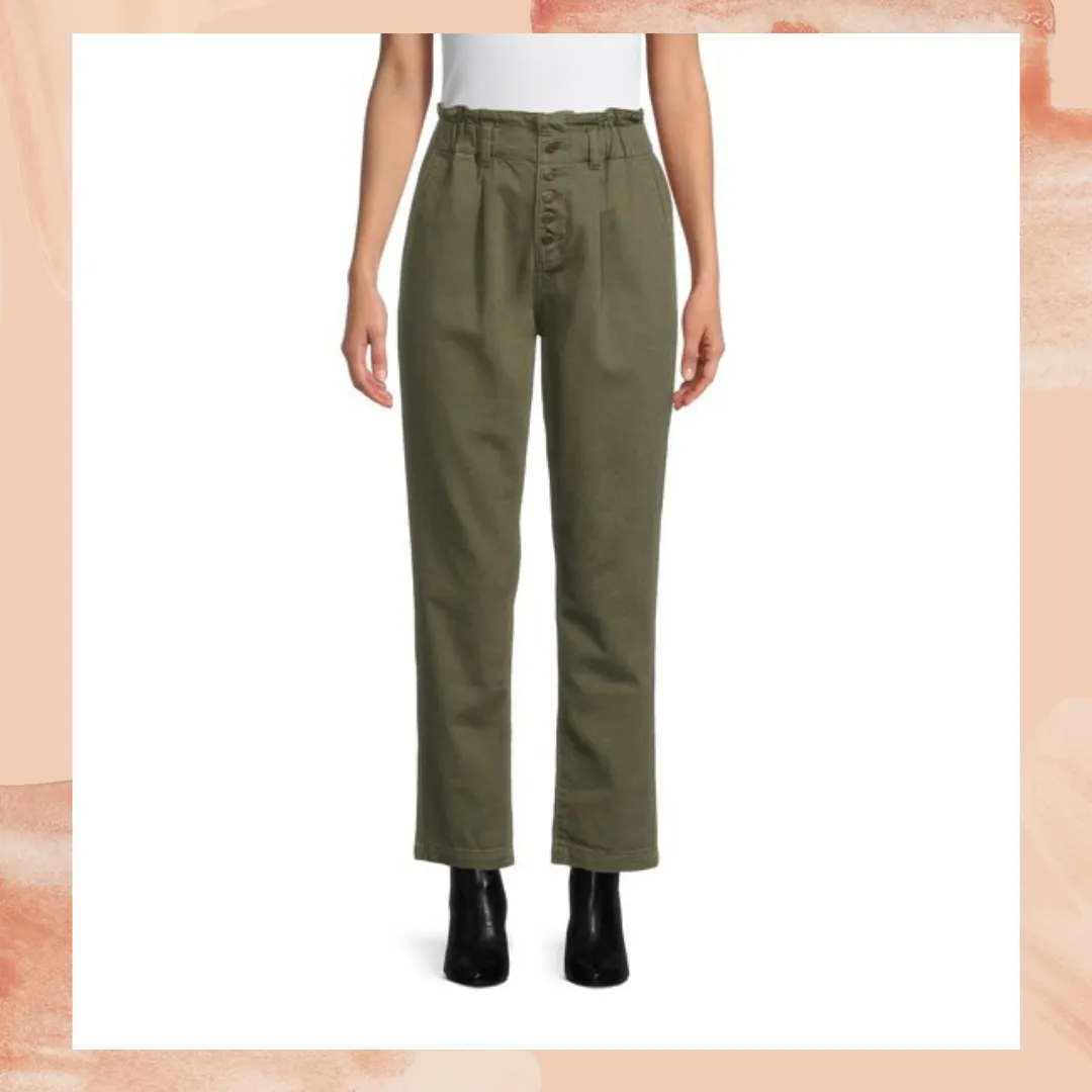 Green High Rise Paperbag Pants Size 8