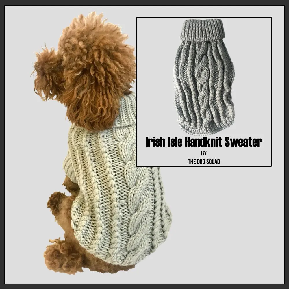 Irish Isle Handknit, Mockneck, Silver