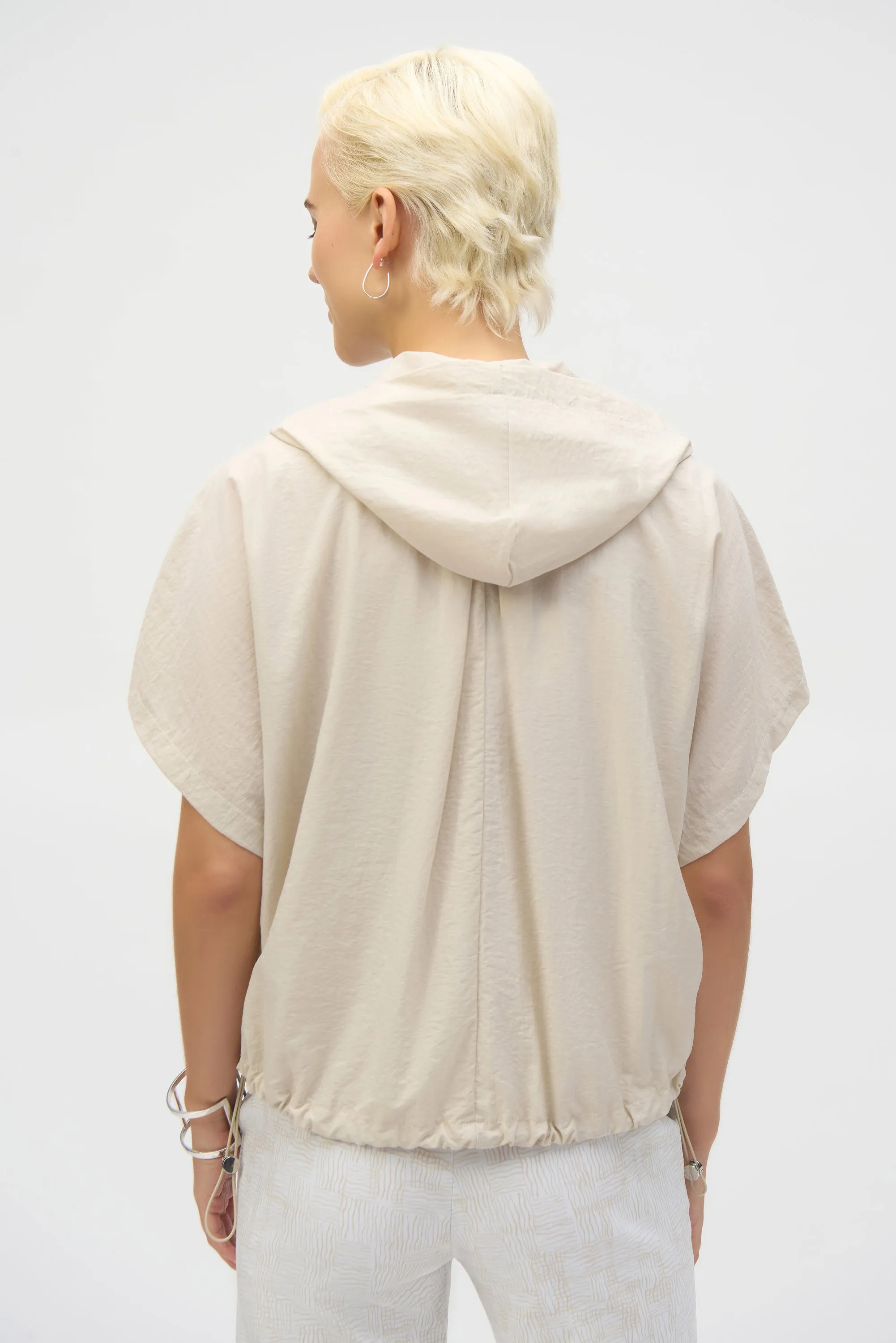 Joseph Ribkoff: Nylon Hooded Short Sleeve Boxy Jacket (252222)