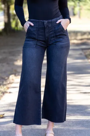 [KUT] Meg High Rise Wide Leg Jeans - Specialist w/Black Wash