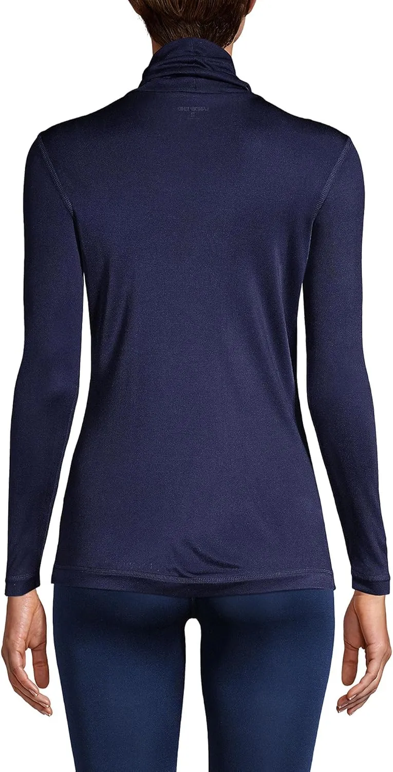 Lands' End Women's Silk Interlock Turtleneck Long Underwear Top