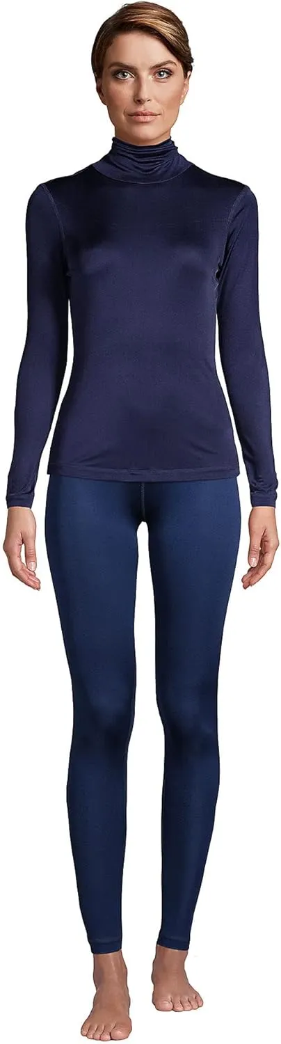 Lands' End Women's Silk Interlock Turtleneck Long Underwear Top