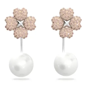 Latisha earring jackets Flower, Pink, Rhodium plated 5636486