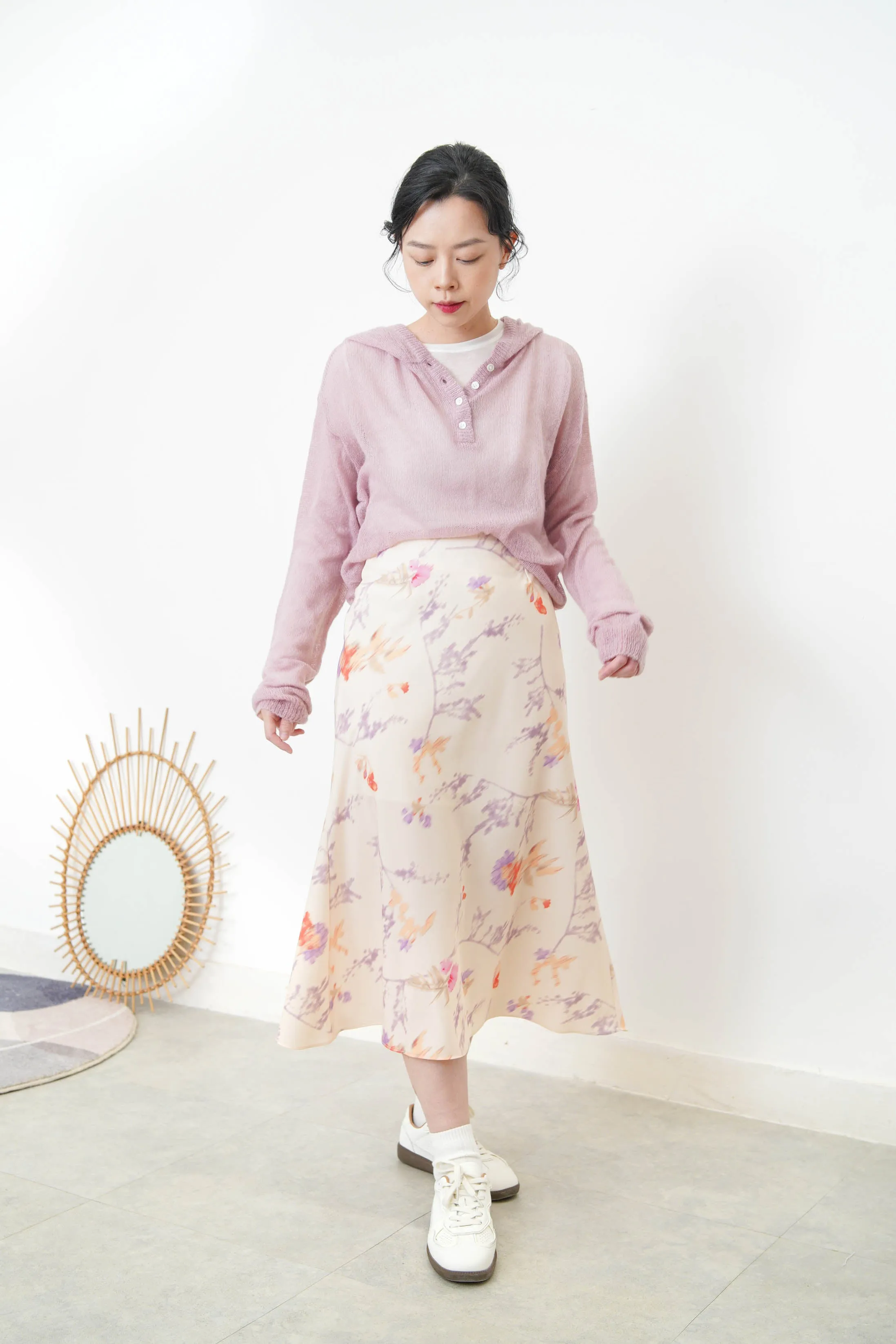 Lavender soft knit net hoodies