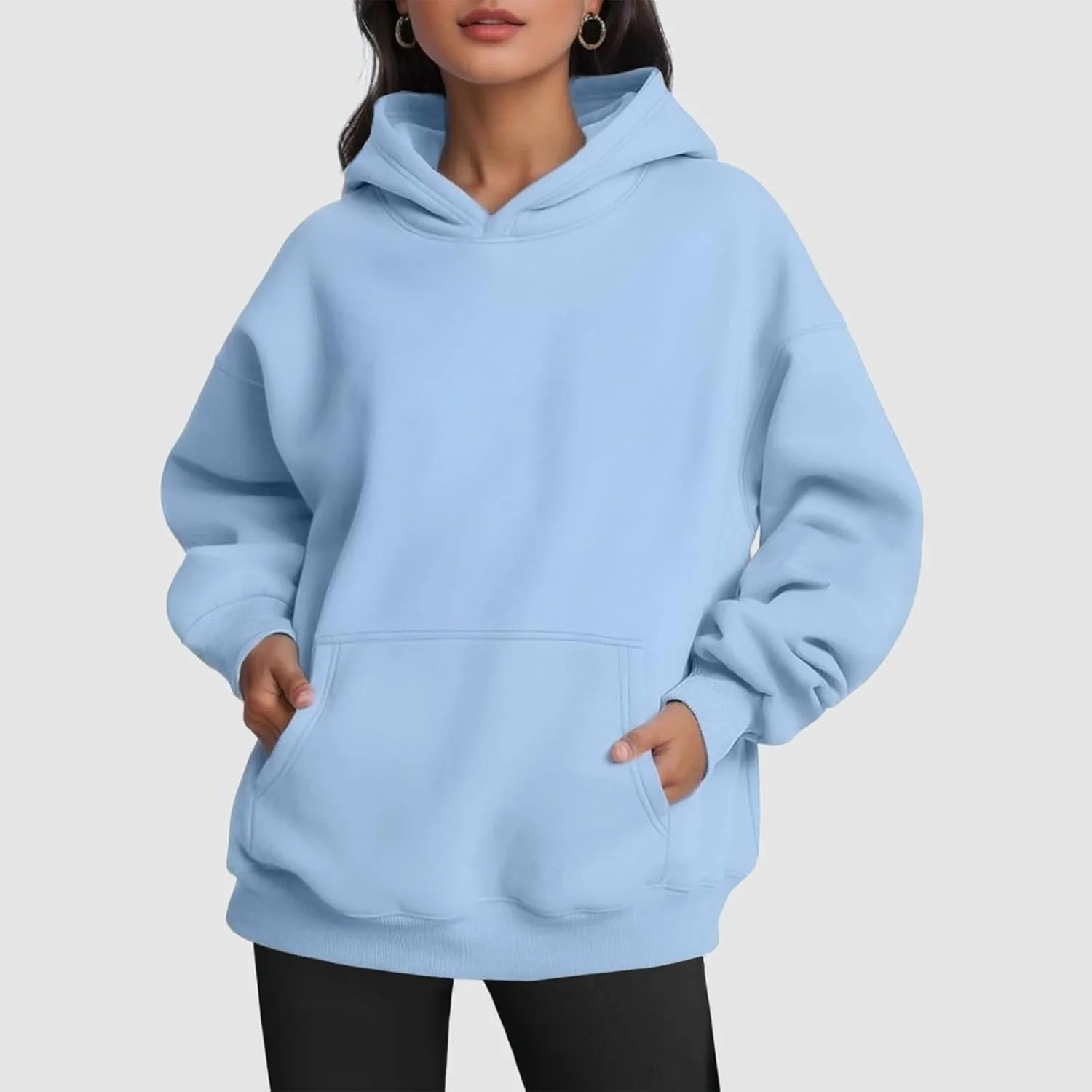 Long Hoodie for Women Casual Oversized Hoodies Long Sleeve Sweatshirt with Hood Fleece Hoodie Pullover with Pocket