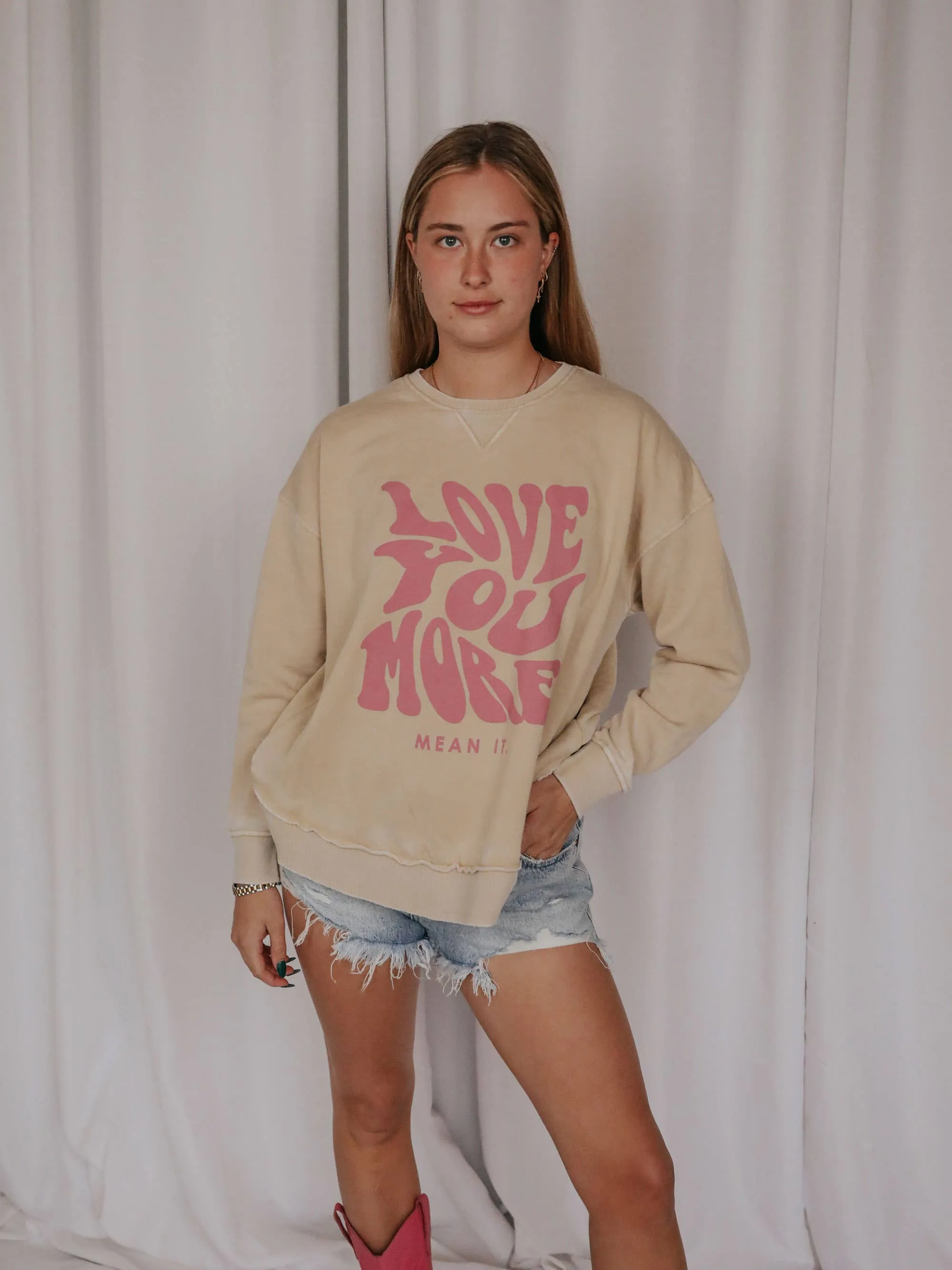 Love You More HI LOW Graphic Sweatshirt
