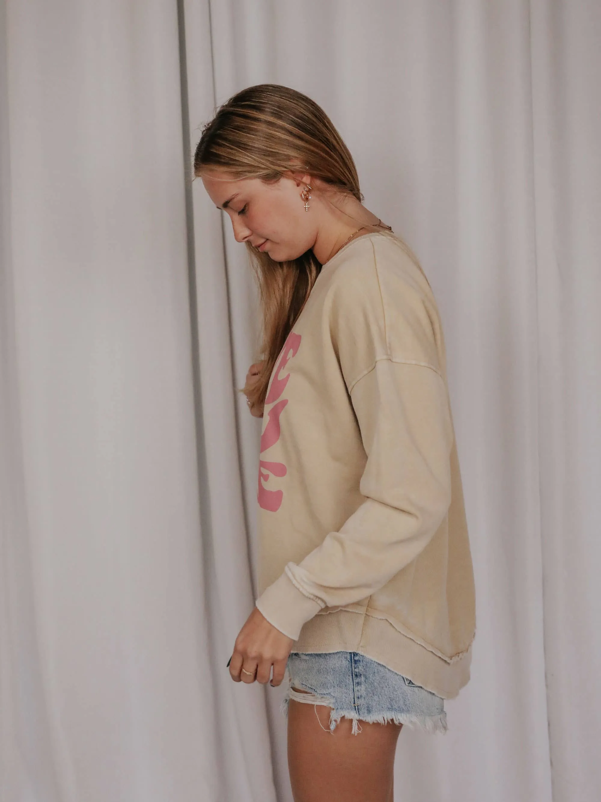 Love You More HI LOW Graphic Sweatshirt