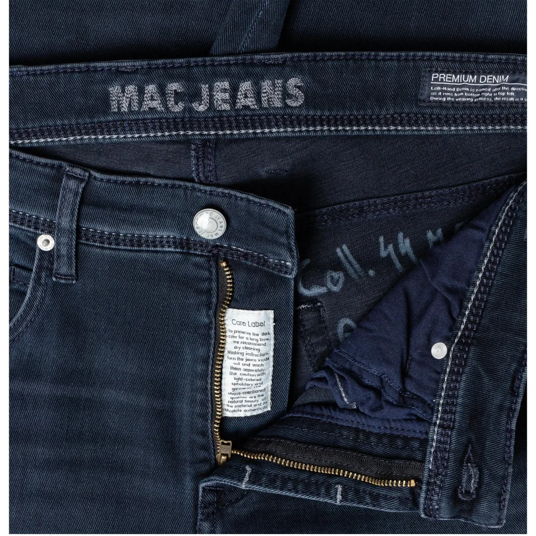 MAC Arne Modern Fit Left Handed Denim Jeans 0976L Deep Blue Authentic Used