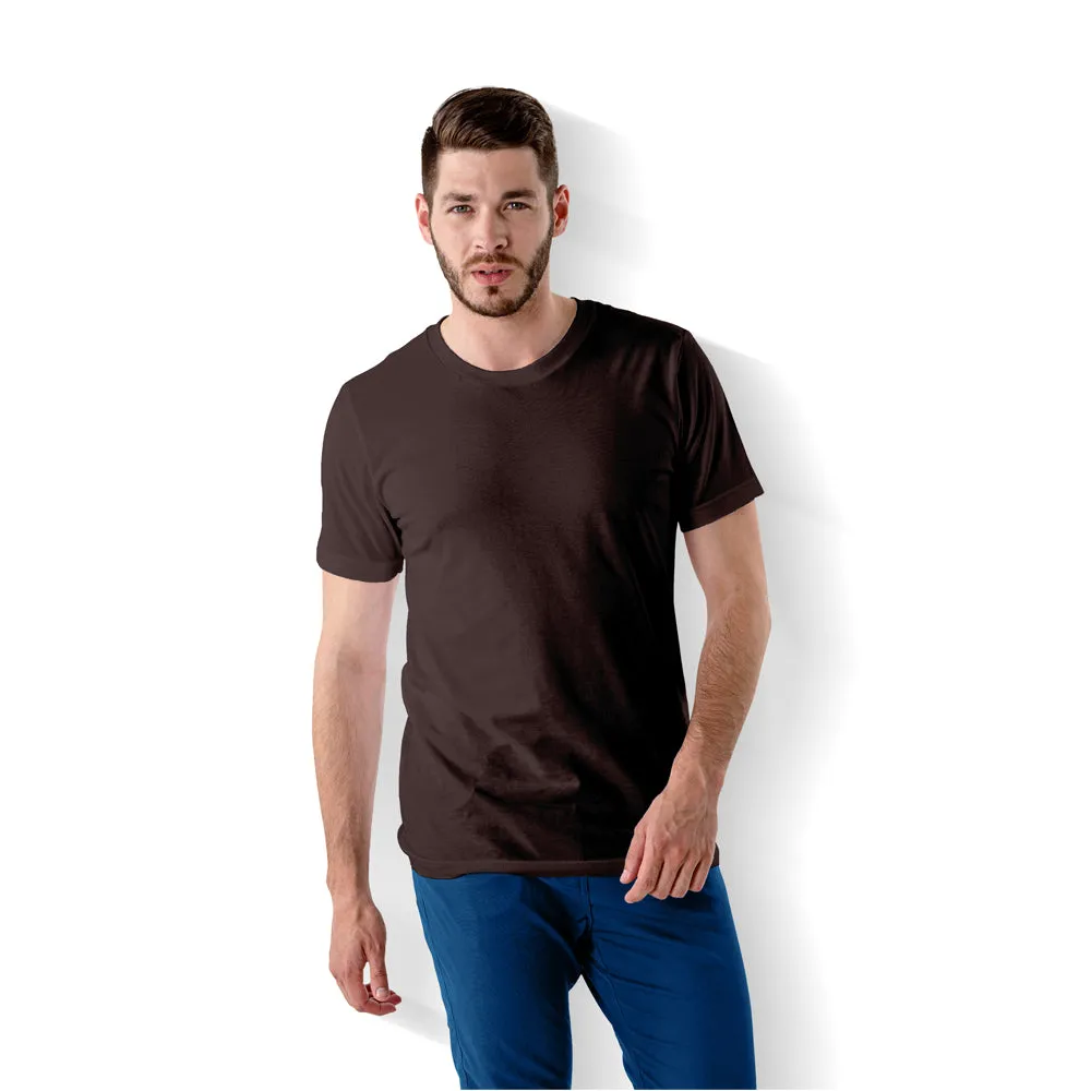 Men Regular Fit Round Neck T-Shirt - Chocolate Brown