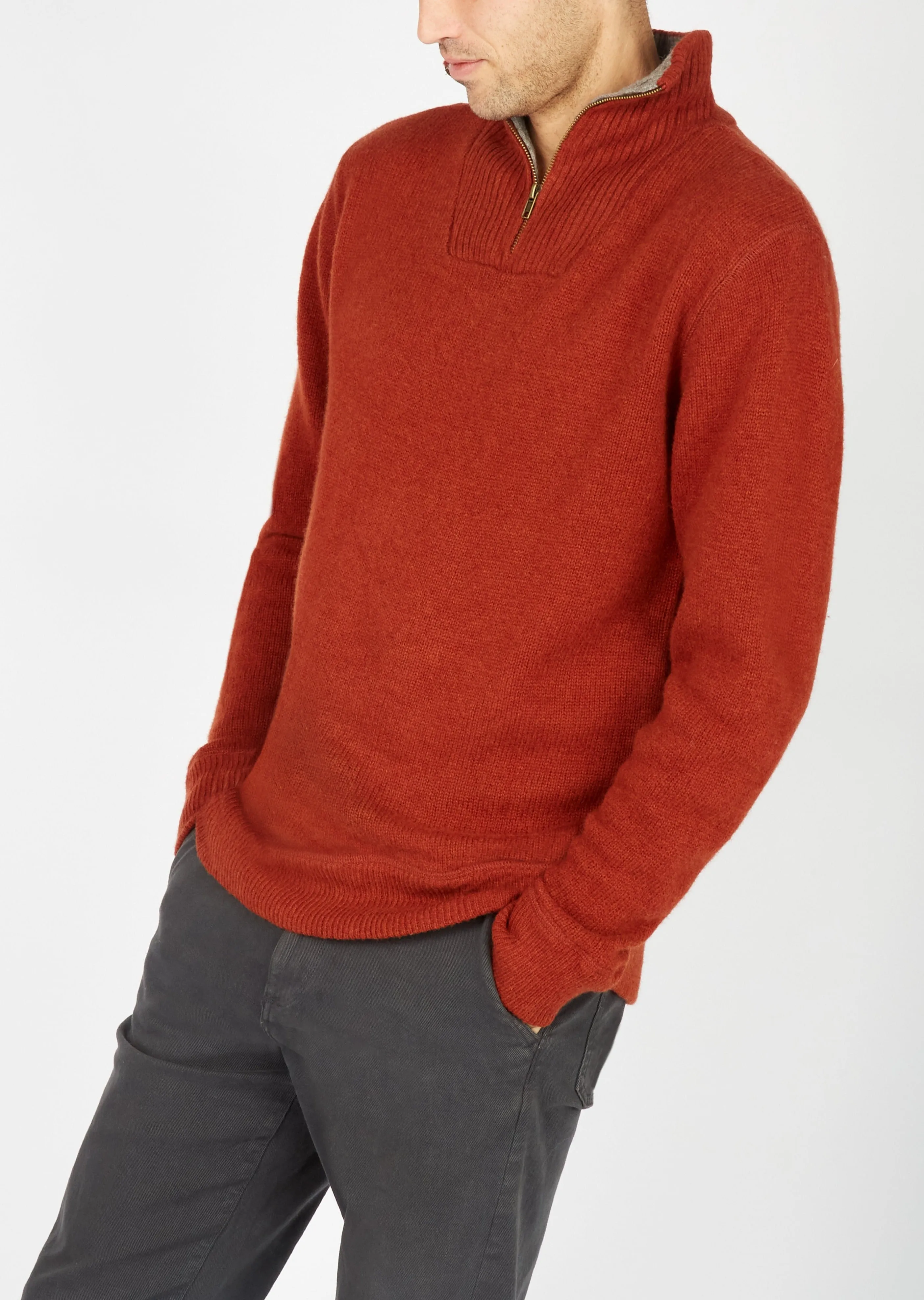 Mens Zip Sweater | Russet