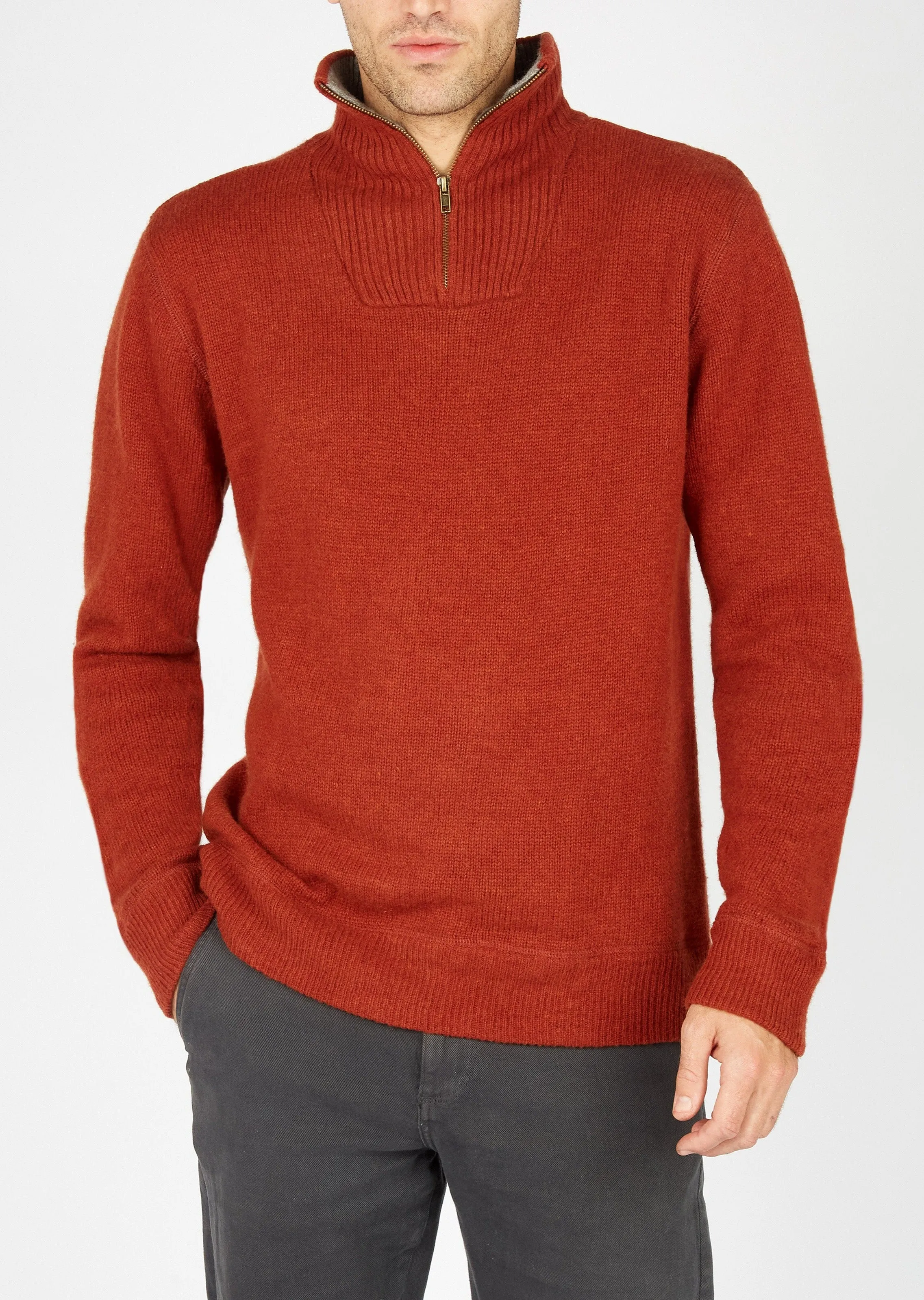 Mens Zip Sweater | Russet