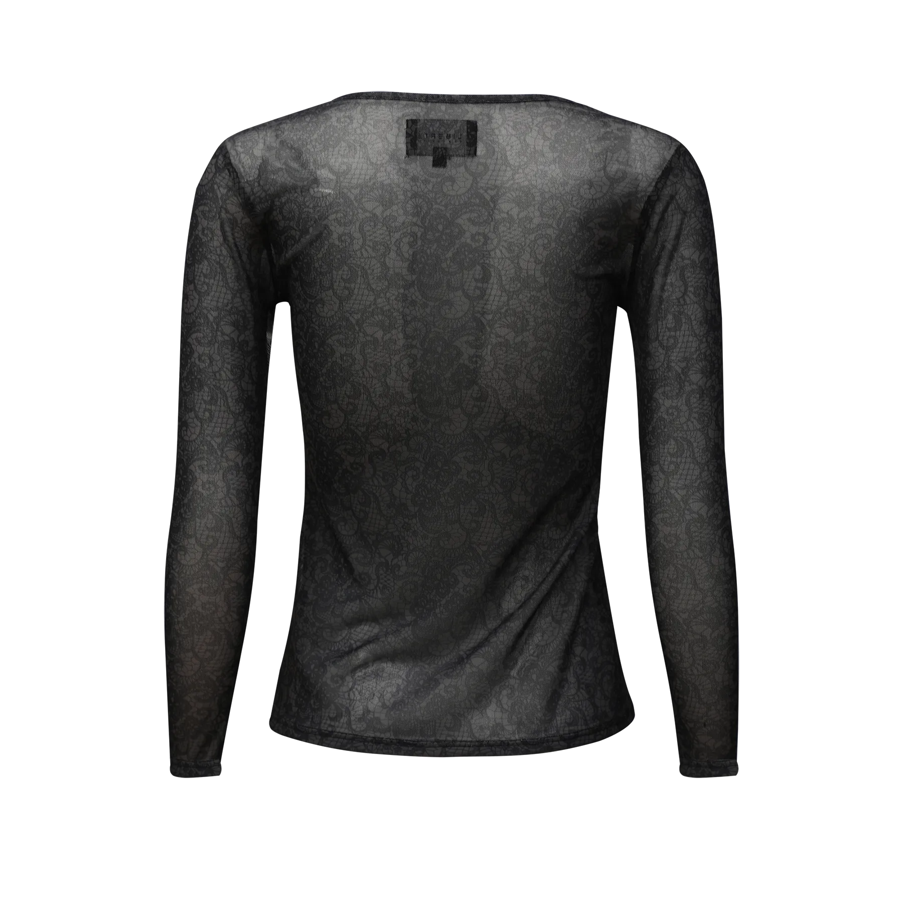 MESH-LS-TSHIRT - BLACK GREY LACE