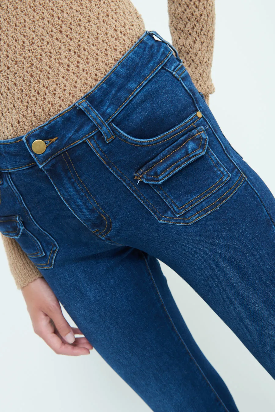 Modern flared pocket jeans wholesale